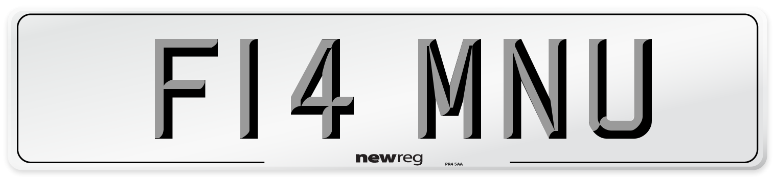 F14 MNU Number Plate from New Reg